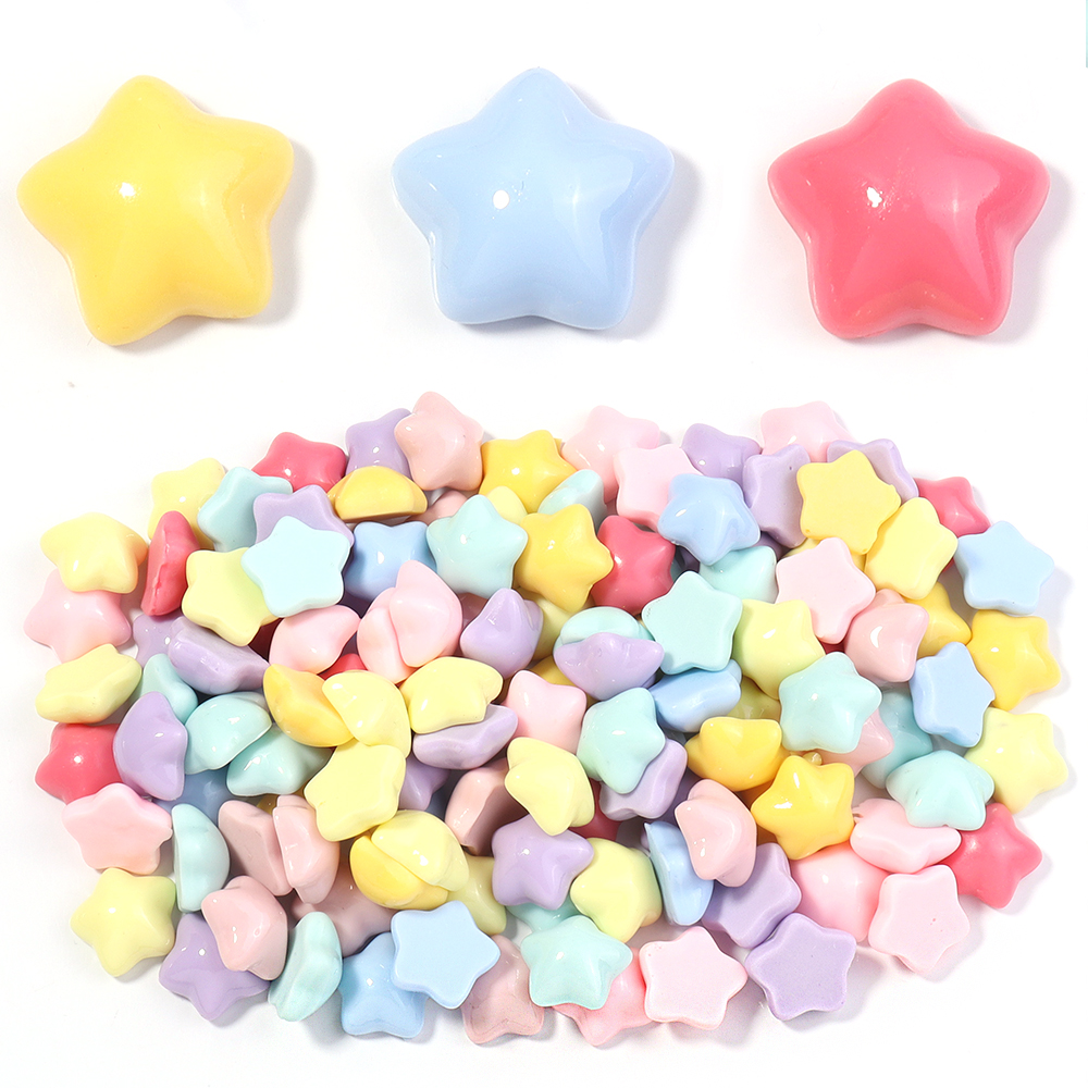 Star Flat Back - 50pcs/lot 16mm Colorful Star Resin Flatback