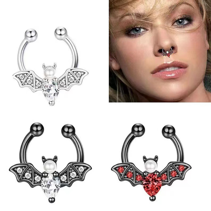 Body Jewelry Nose Studs - EVISPOL Cute Halloween Bat Faux Septum