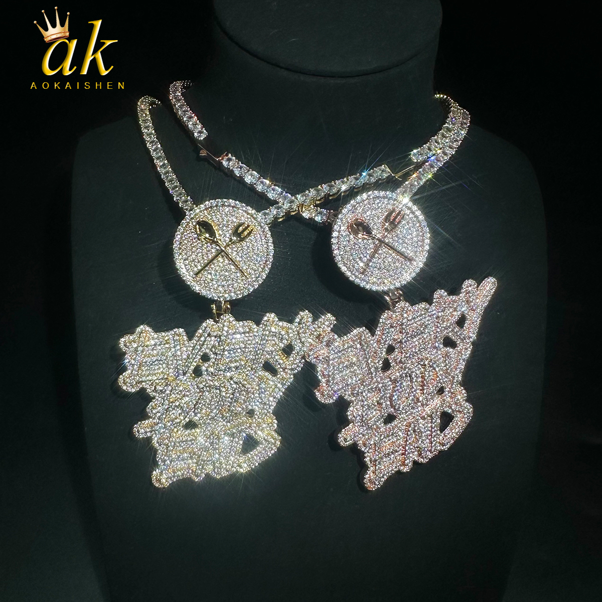 Body Jewelry Real Gold - Aokaishen Iced Out Necklace Pendant for