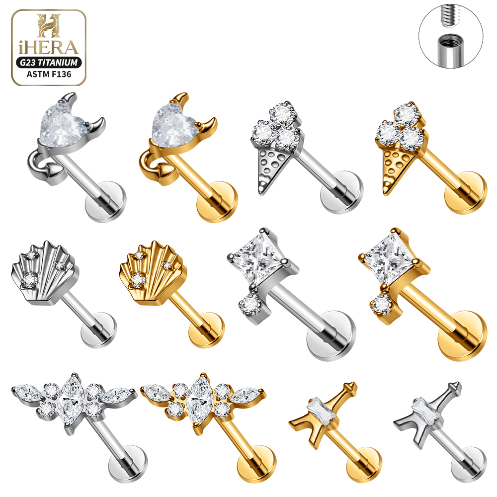 F136 Titanium Piercing Stud Co - Body Jewelry Vertical Labret reseña y precio