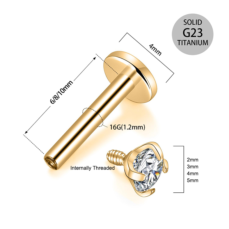 16G Titanium Internally Thread - Body Jewelry Earrings reseña y precio