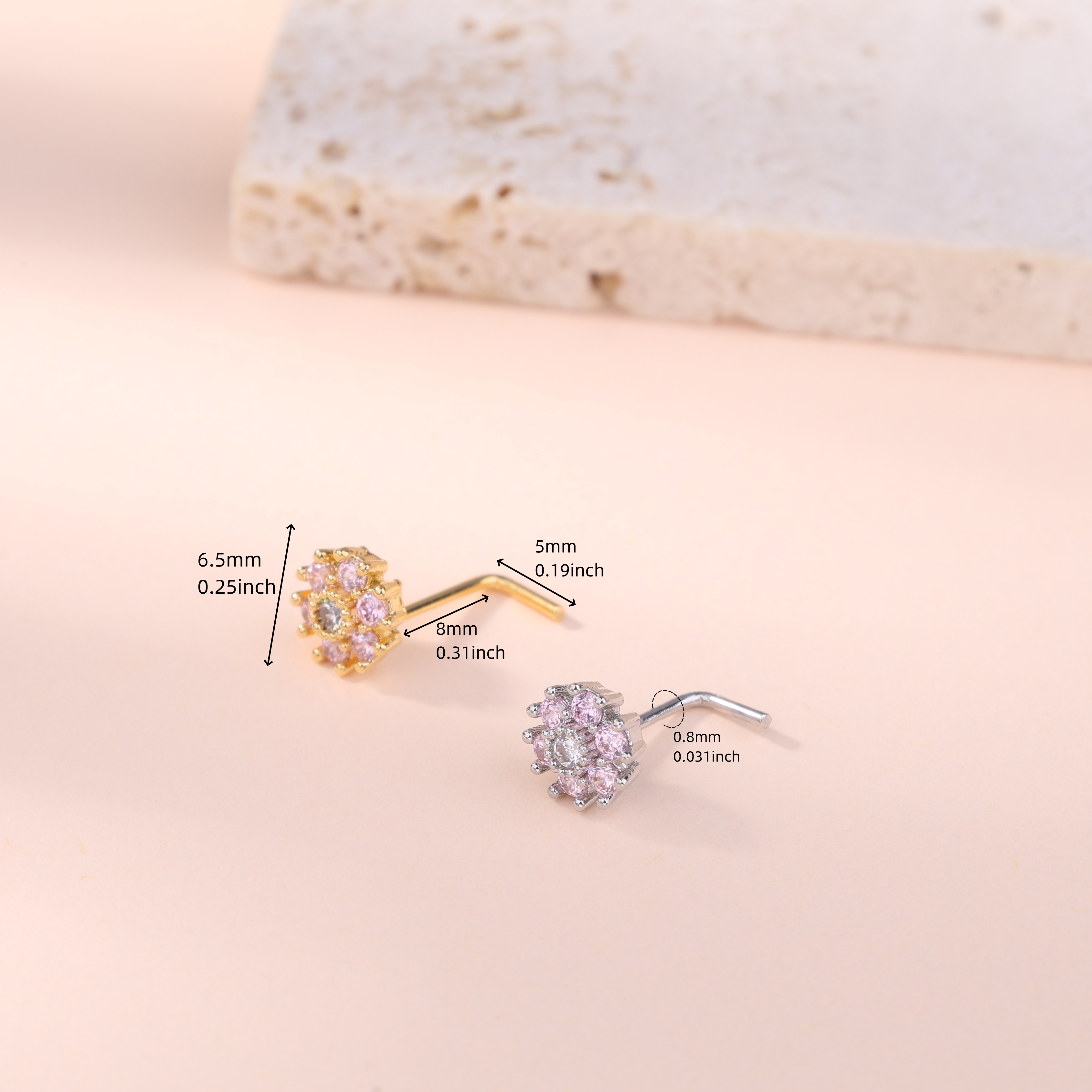 1Pcs Nose Stud Rings L Screw S - Body Jewelry Nose Studs reseña y precio