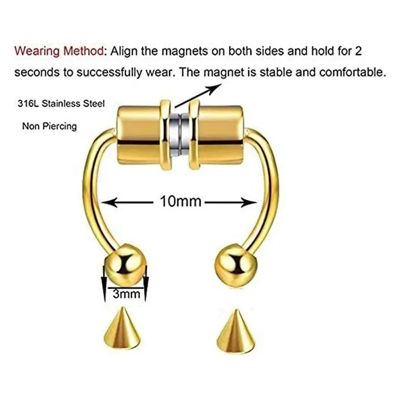 1/2/3Pcs Fake Magnetic Nose Ri - Body Jewelry Nose Studs reseña y precio