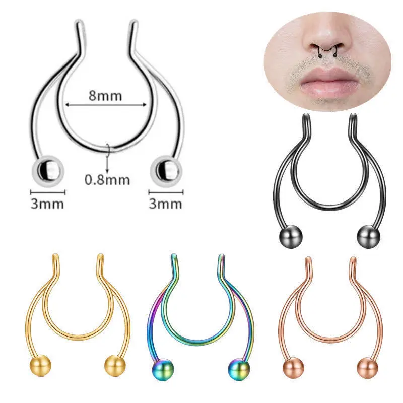 U Shaped Fake Nose Ring Hip Ho - Body Jewelry Nose Studs reseña y precio