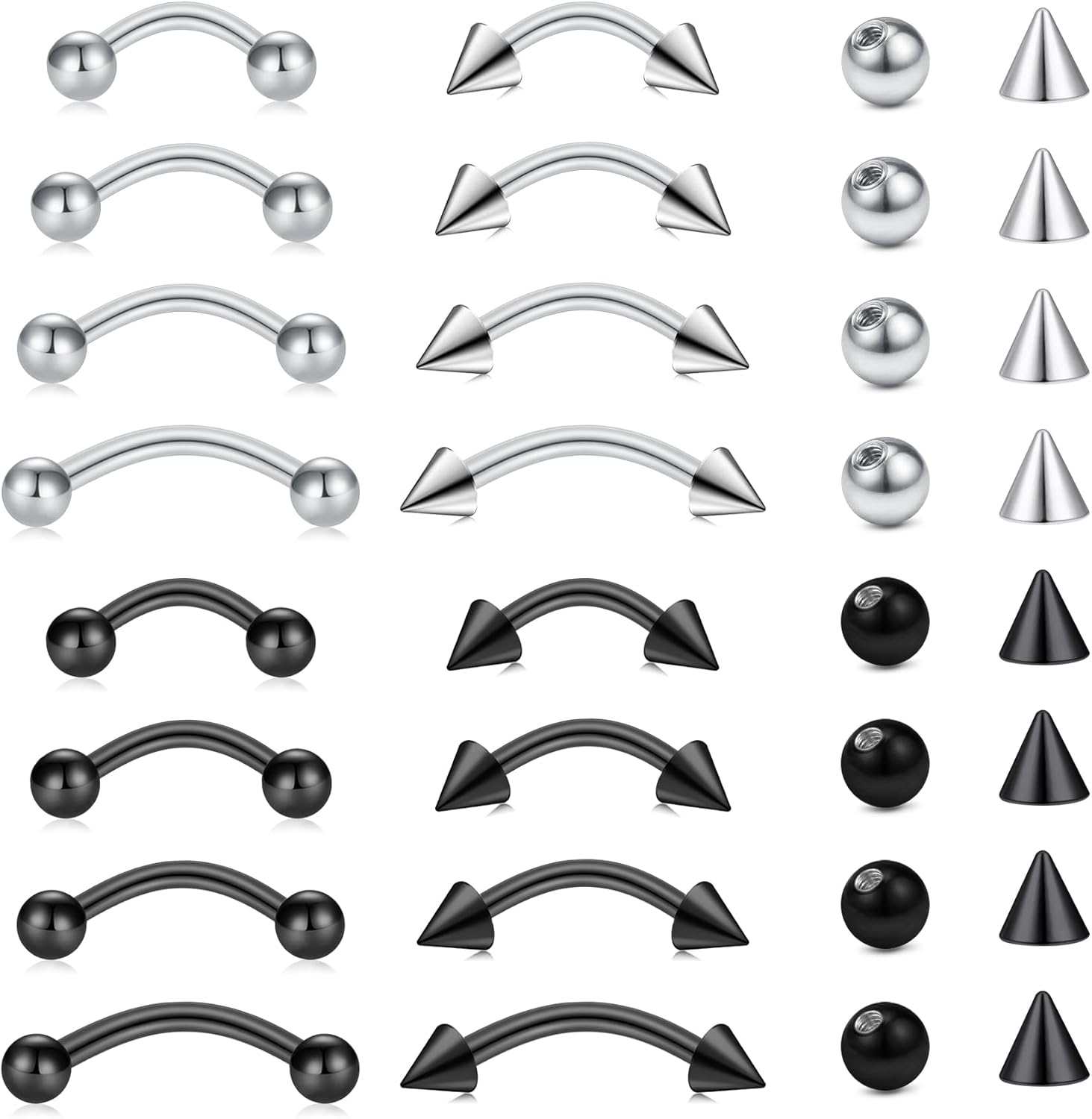 32pc/set Surgical Steel Curved - Body Jewelry Vertical Labret reseña y precio