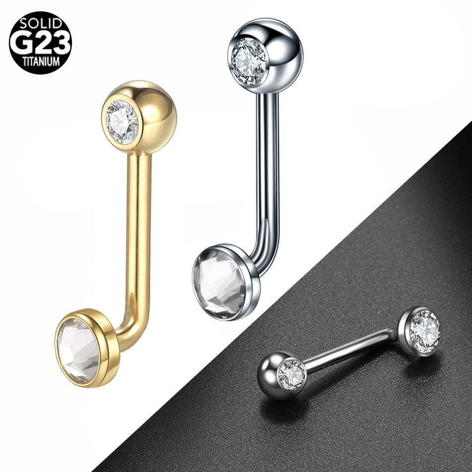 1PC G23 Titanium CZ Curved Bar - Body Jewelry Vch reseña y precio