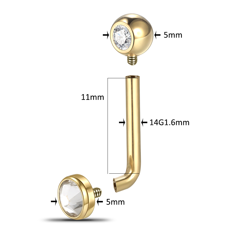 1PC G23 Titanium CZ Curved Bar - Body Jewelry Vch reseña y precio