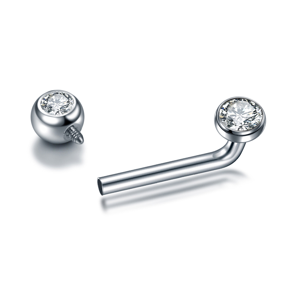 1PC G23 Titanium CZ Curved Bar - Body Jewelry Vch reseña y precio