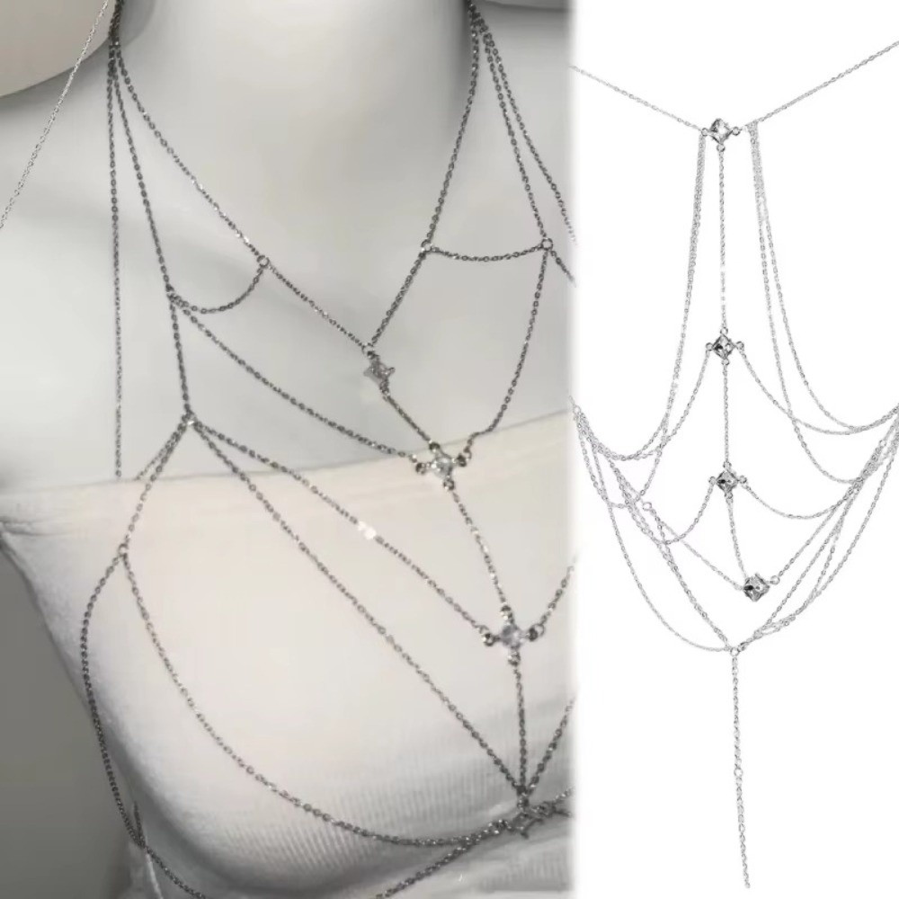 Glitter Rhinestone Bust Chain  - Body Jewelry Harness reseña y precio