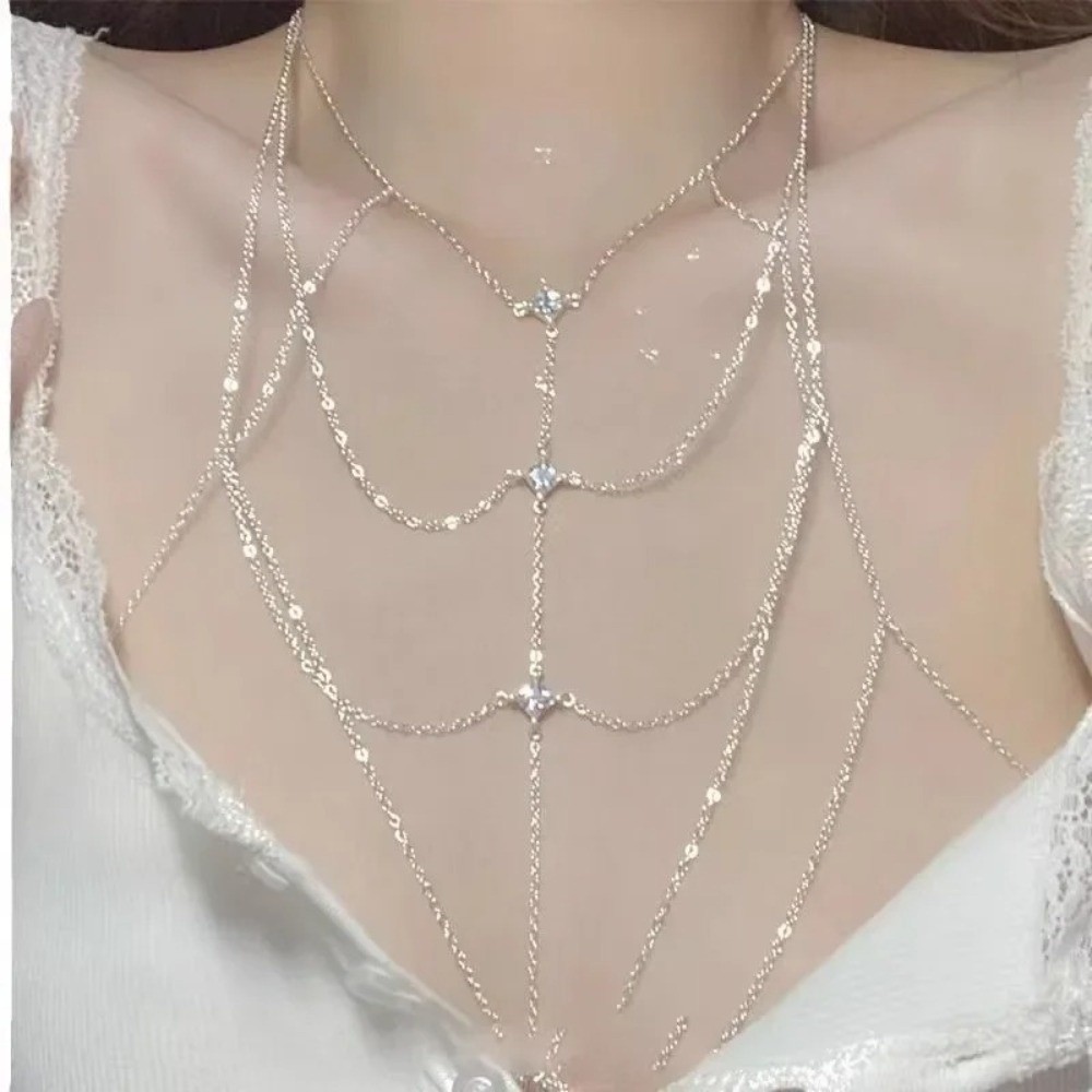 Glitter Rhinestone Bust Chain  - Body Jewelry Harness reseña y precio