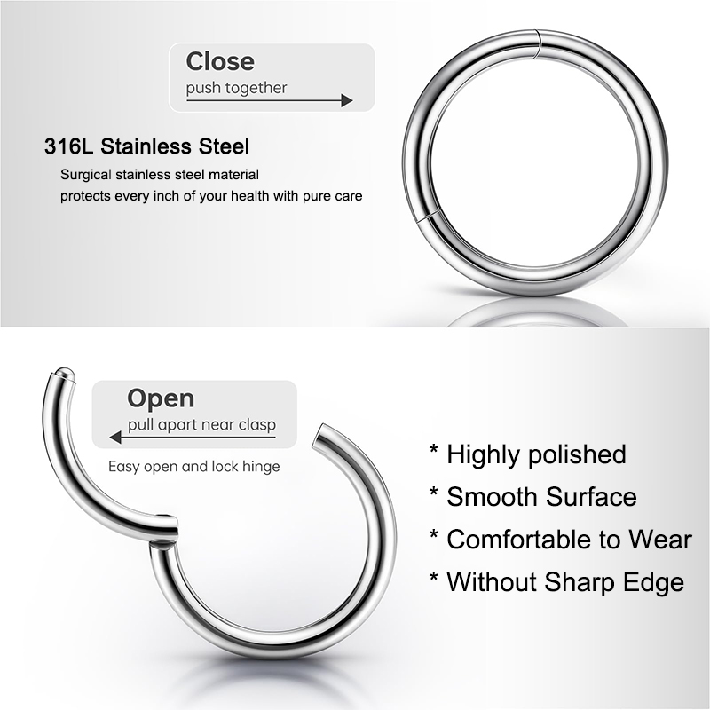 16G 316L Surgical Steel Hinged - Body Jewelry Nose Studs reseña y precio