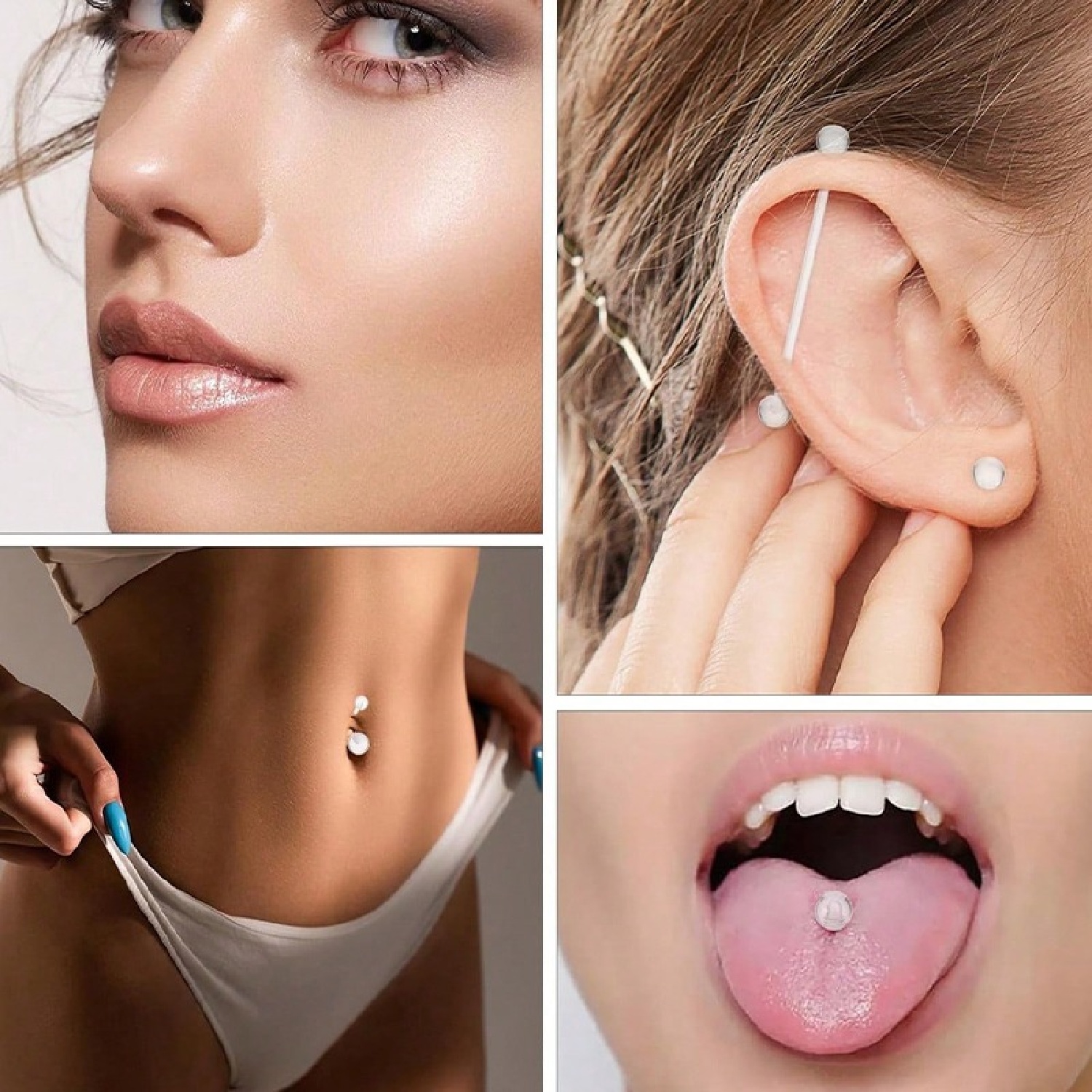 12pcs Clear Pink Industrial Pi - Body Jewelry Vertical Labret reseña y precio