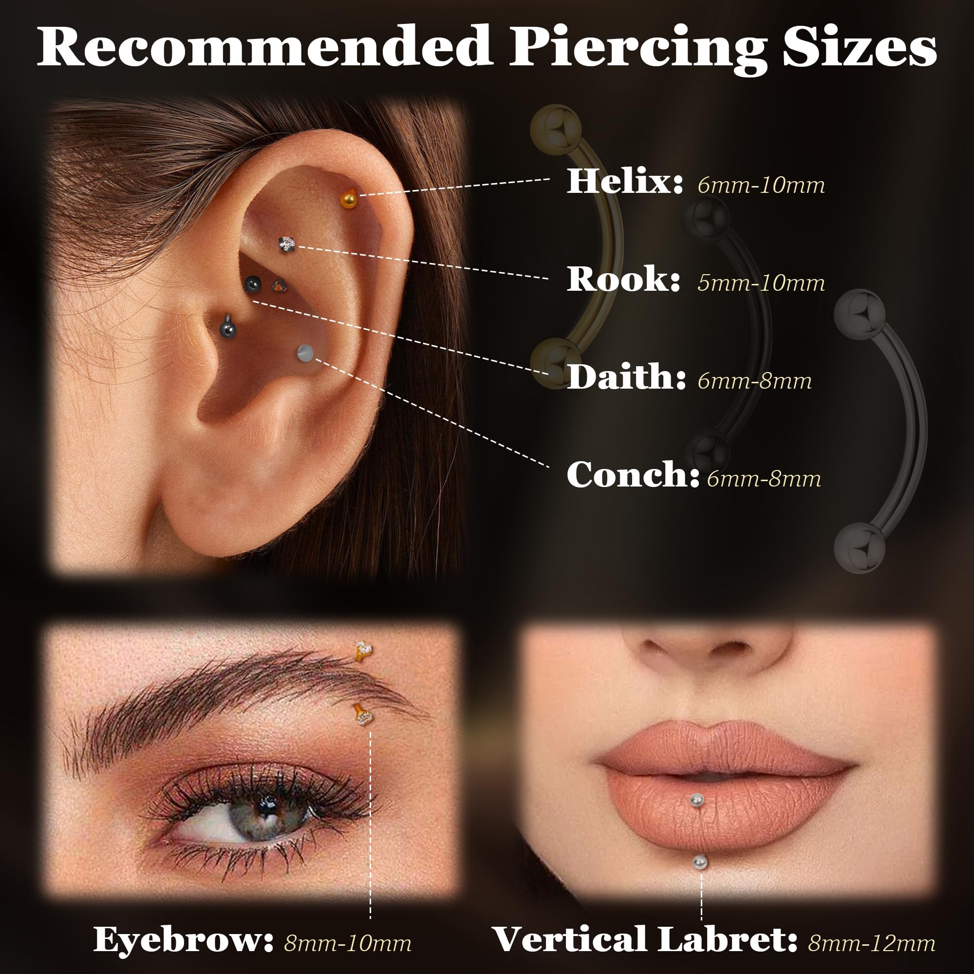 16G G23 Titanium Eyebrow Pierc - Body Jewelry Vertical Labret reseña y precio