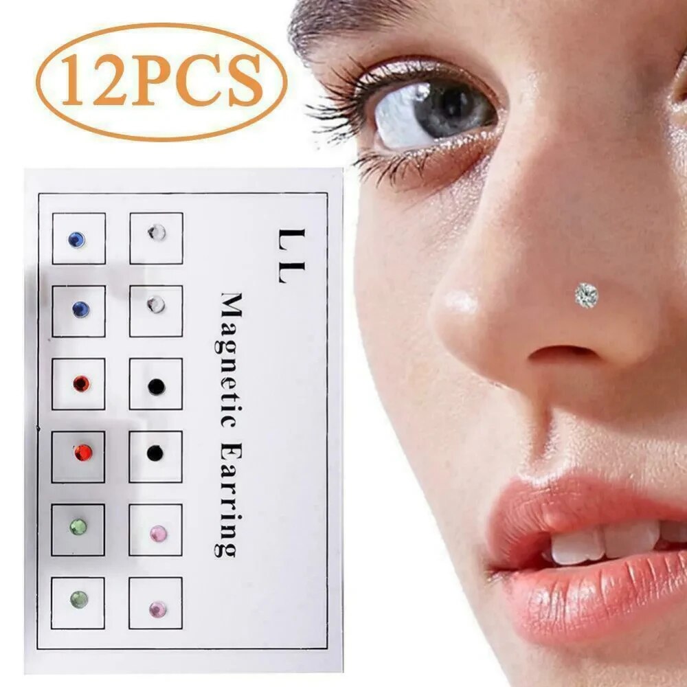12PCS/Card Fake Cheater Non Pi - Body Jewelry Nose Studs reseña y precio