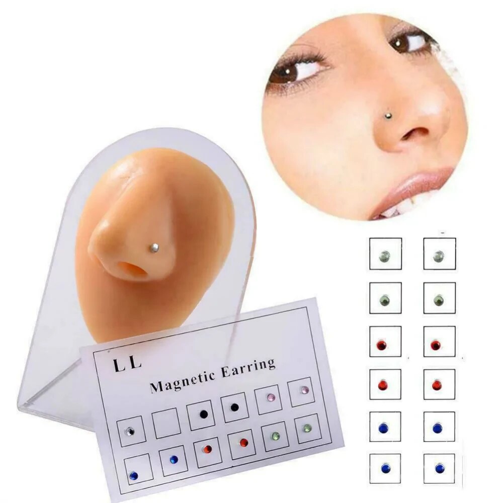 12PCS/Card Fake Cheater Non Pi - Body Jewelry Nose Studs reseña y precio