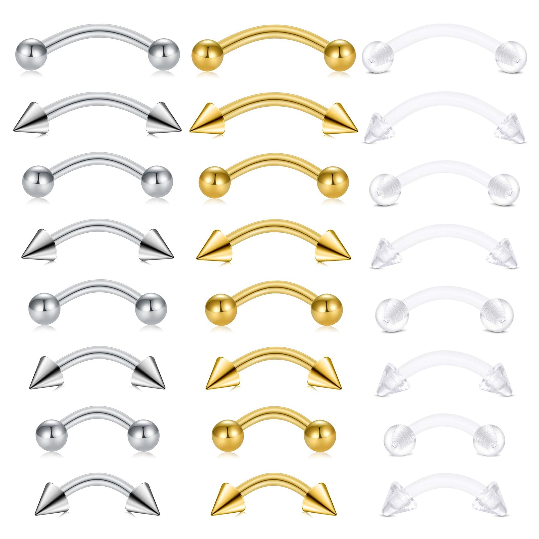 24pcs 16G Stainless Steel Curv - Body Jewelry Vertical Labret reseña y precio