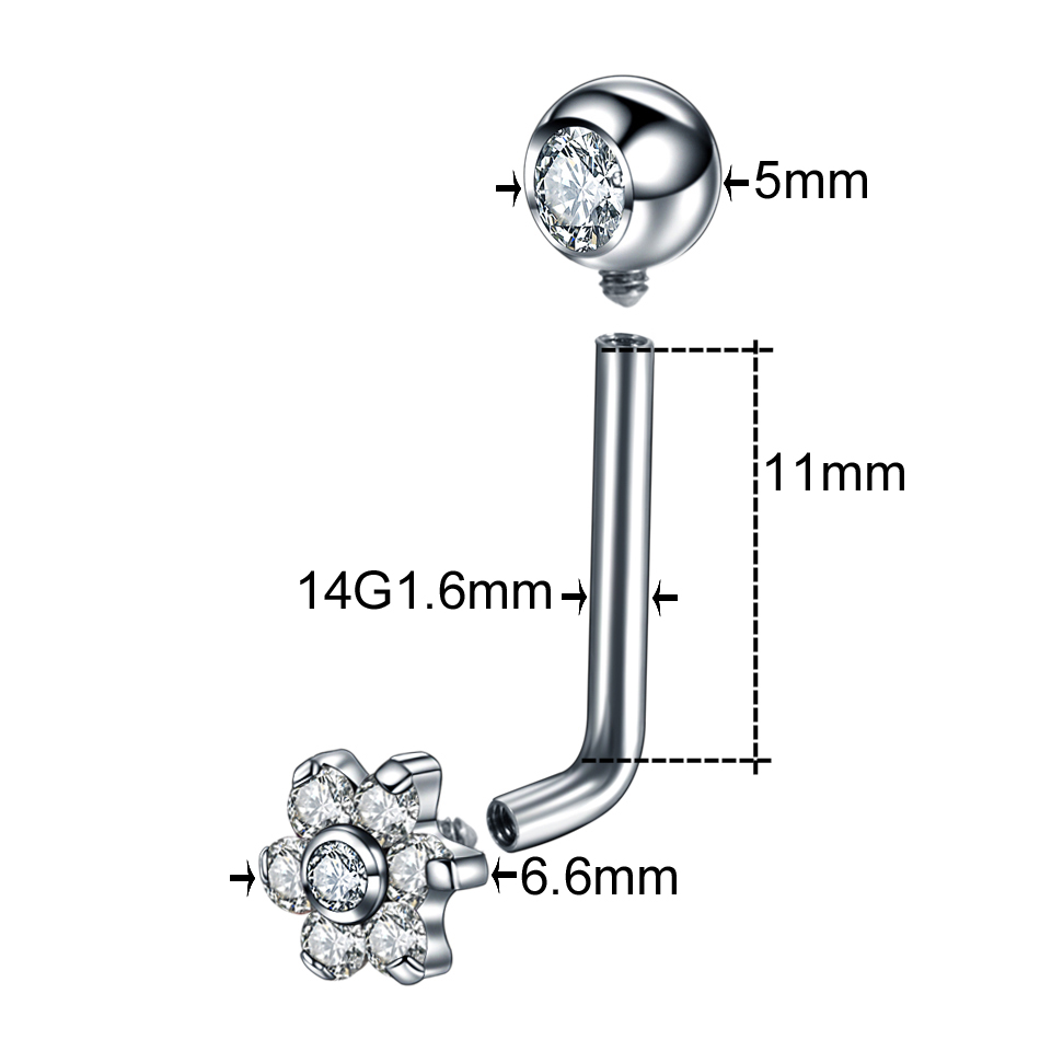 1pc 14G Titanium Flower Christ - Body Jewelry Vch reseña y precio