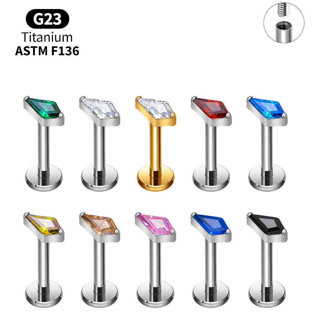 Titanium Kite CZ Internal Thre - Body Jewelry Vertical Labret reseña y precio