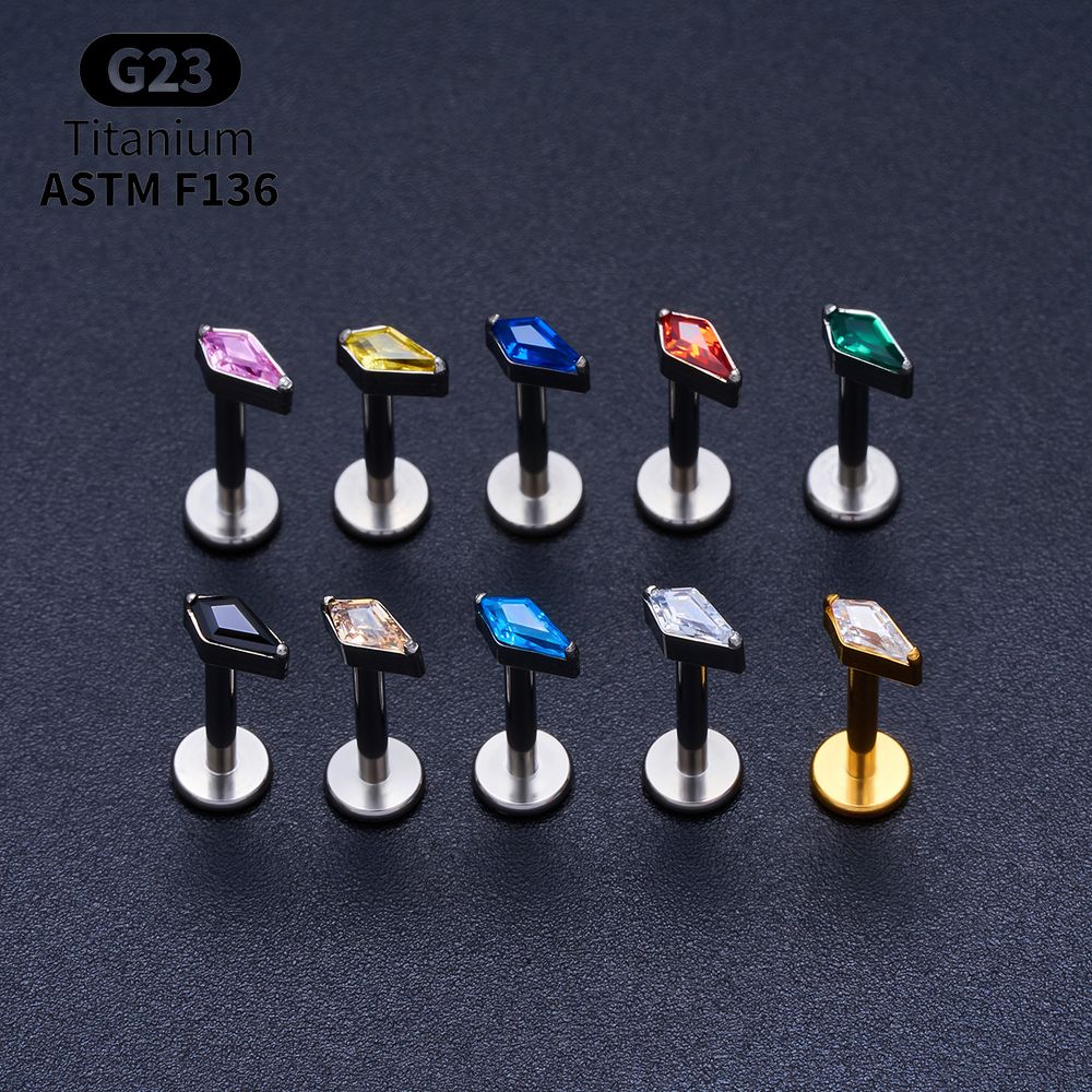 Titanium Kite CZ Internal Thre - Body Jewelry Vertical Labret reseña y precio