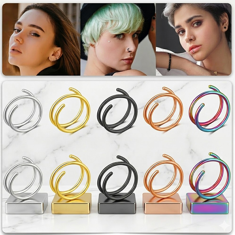 1PC Stainless Steel 316 Double - Body Jewelry Nose Studs reseña y precio