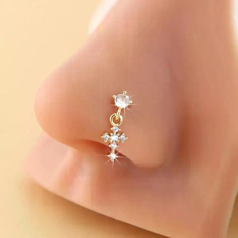 Dangle Nose Rings For Women Cr - Body Jewelry Nose Studs reseña y precio