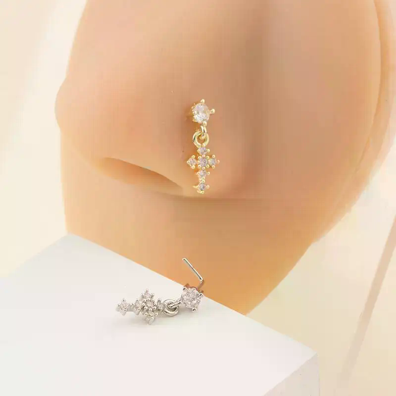 Dangle Nose Rings For Women Cr - Body Jewelry Nose Studs reseña y precio