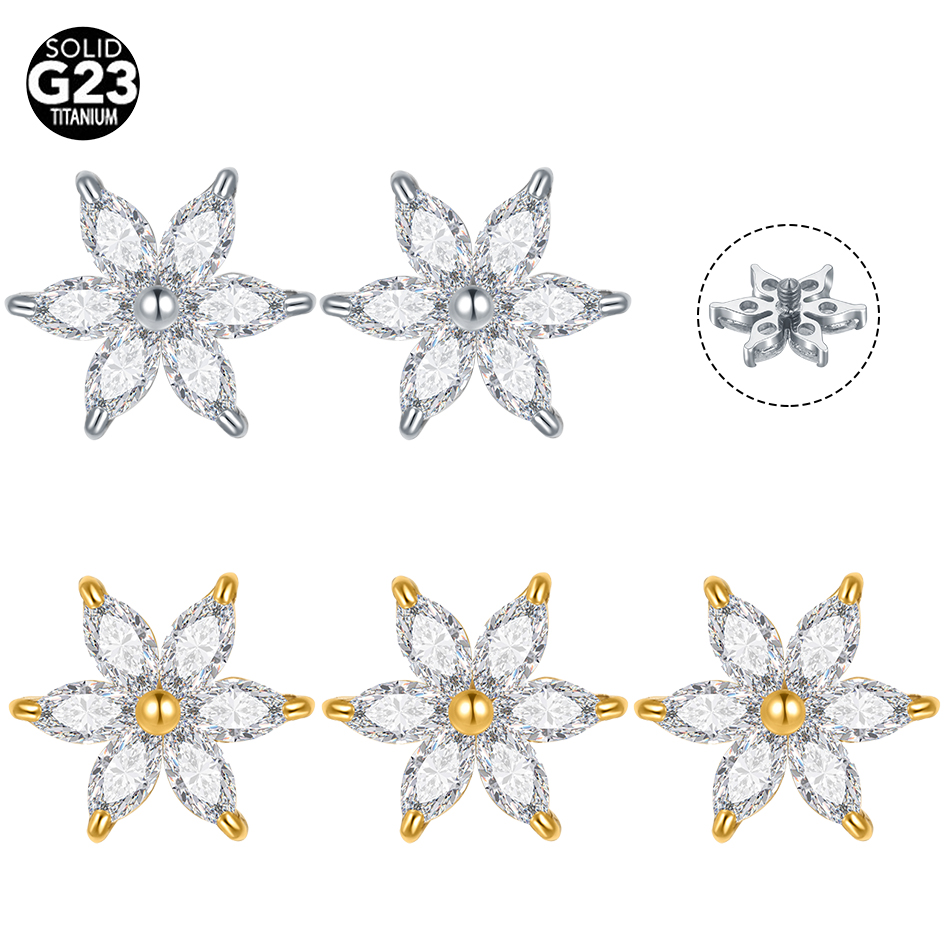 1/5PCS Titanium Crystal Flower - Dermal Anchor Top reseña y precio