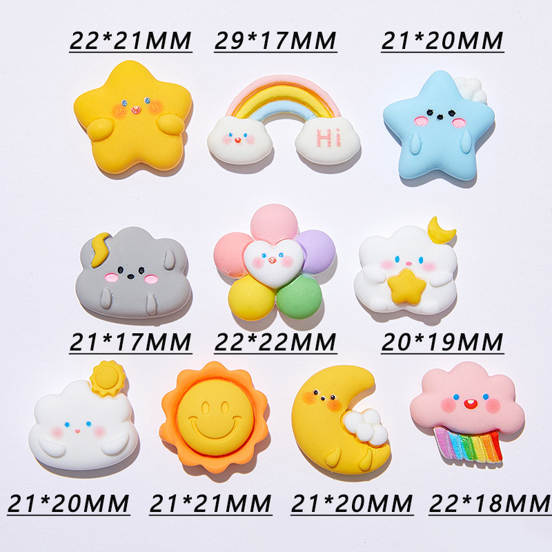 10pcs Cartoon Rainbow Clouds M - Star Flat Back reseña y precio