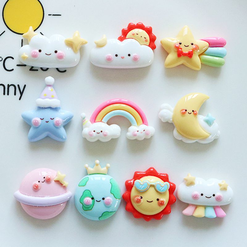 10Pcs New Cute Cartoon Rainbow - Star Flat Back reseña y precio