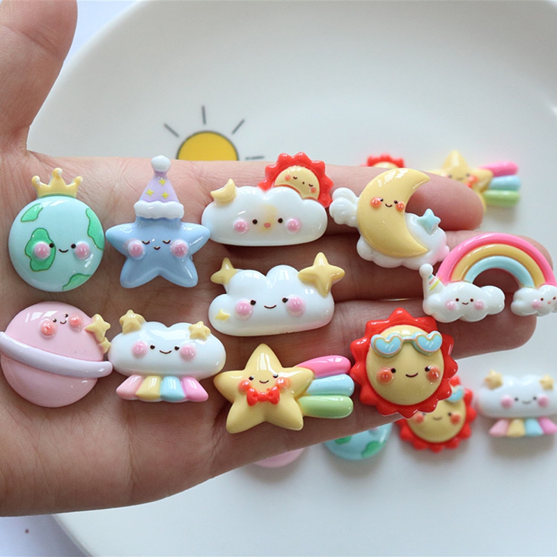 10Pcs New Cute Cartoon Rainbow - Star Flat Back reseña y precio