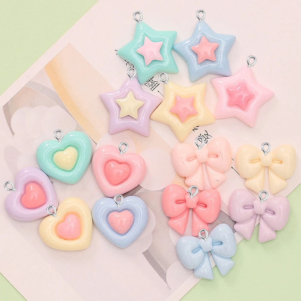 10PCS Shiny Star Heart Bow Ser - Star Flat Back reseña y precio