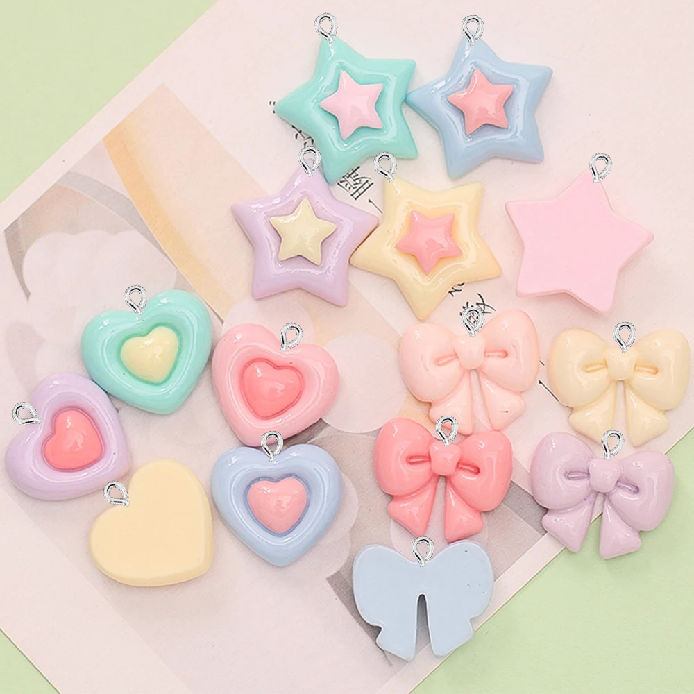 10PCS Shiny Star Heart Bow Ser - Star Flat Back reseña y precio