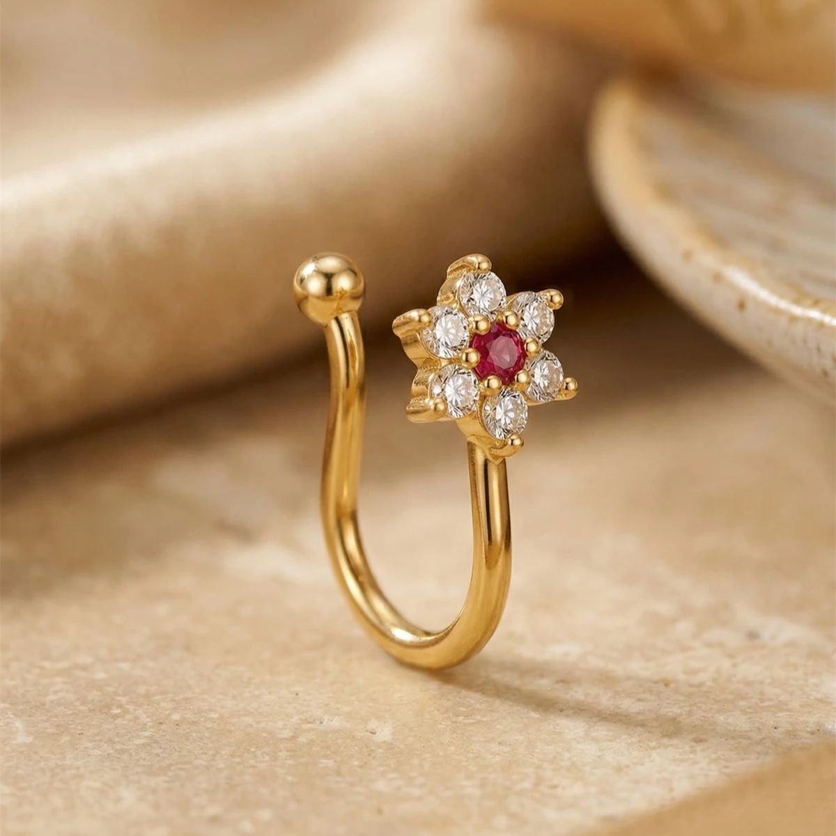 1PC Flower Shaped No Piercing  - Body Jewelry On Sale reseña y precio