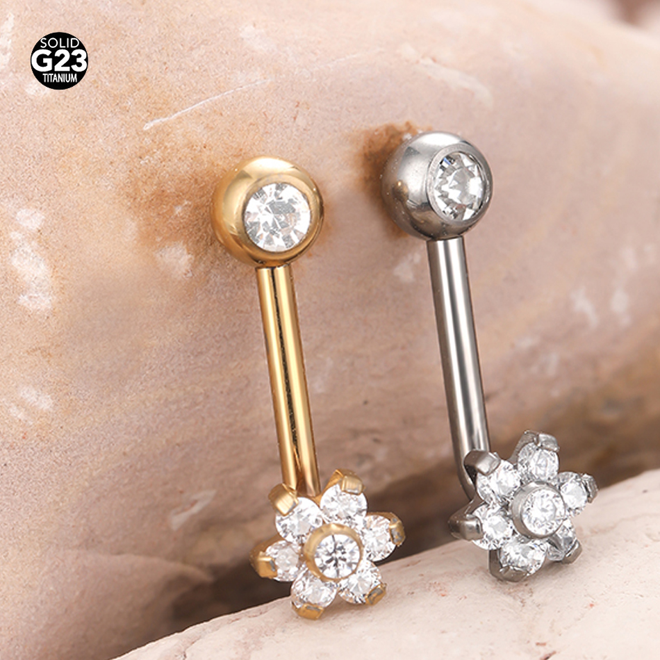 1Pc G23 Titanium Crystal Flowe - Body Jewelry Vch reseña y precio