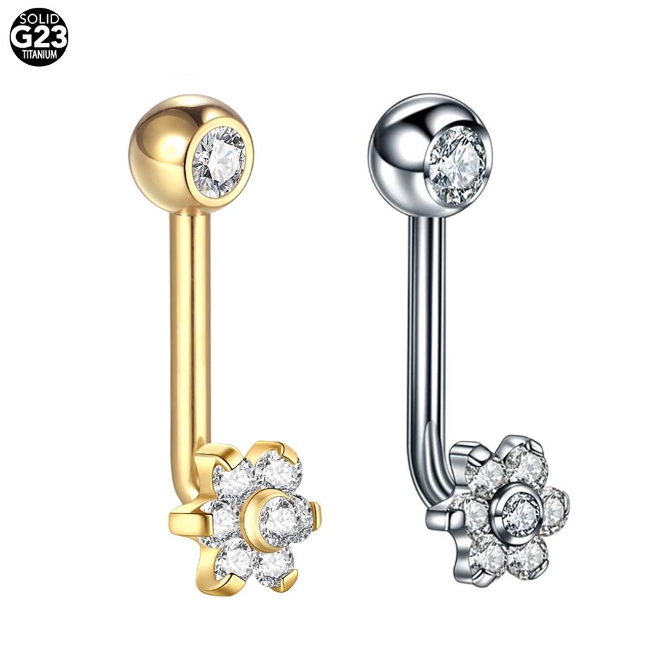 1Pc G23 Titanium Crystal Flowe - Body Jewelry Vch reseña y precio