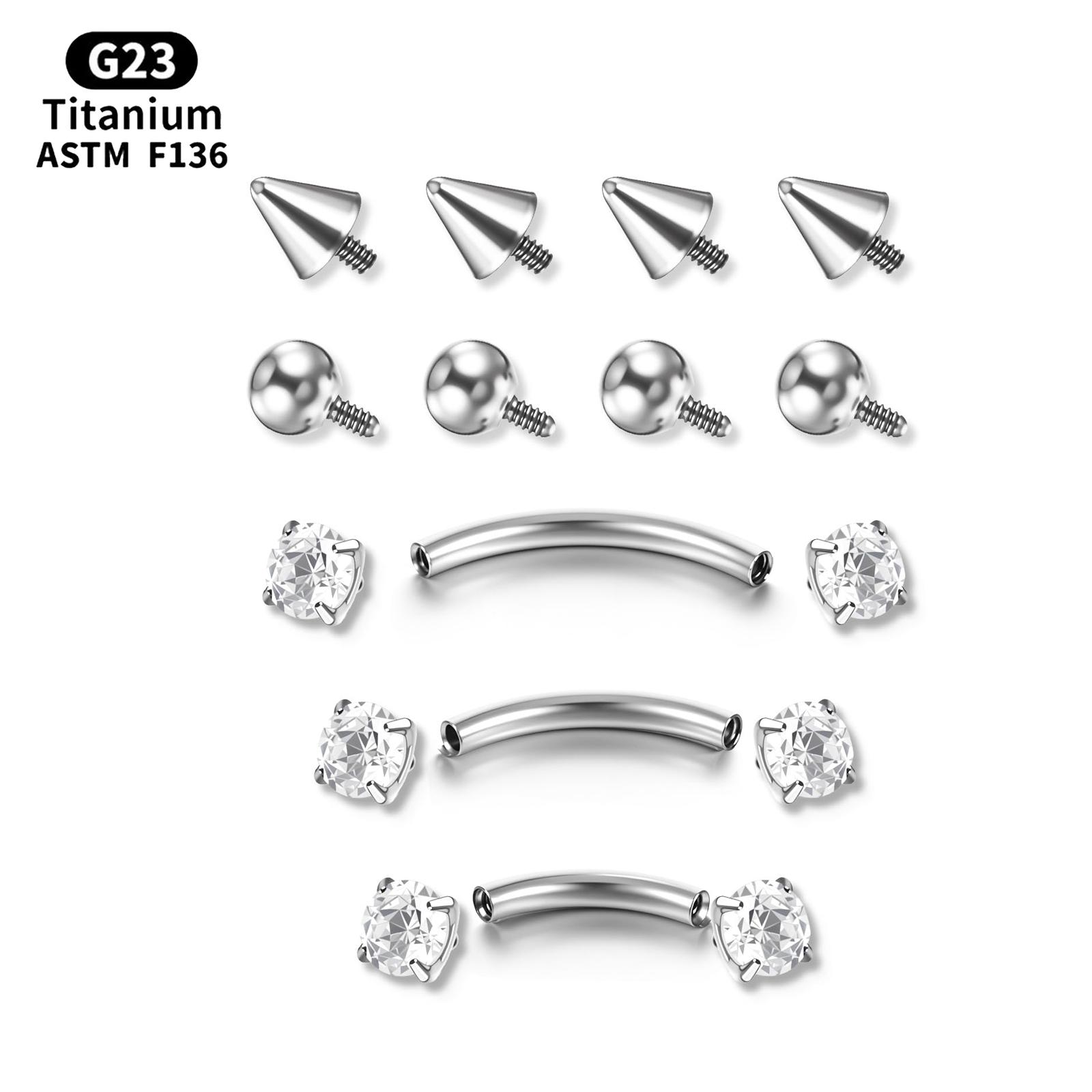 17Pcs Titanium Internal Thread - Body Jewelry Vertical Labret reseña y precio