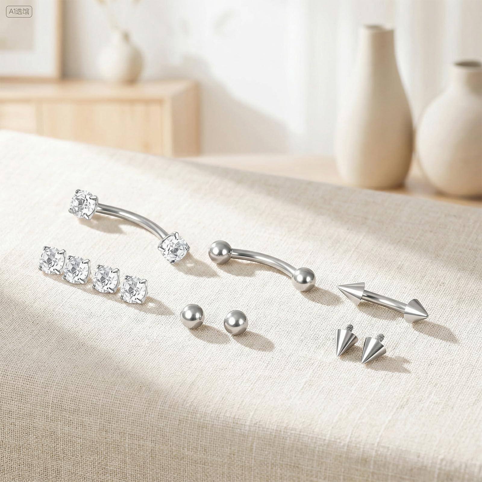 17Pcs Titanium Internal Thread - Body Jewelry Vertical Labret reseña y precio
