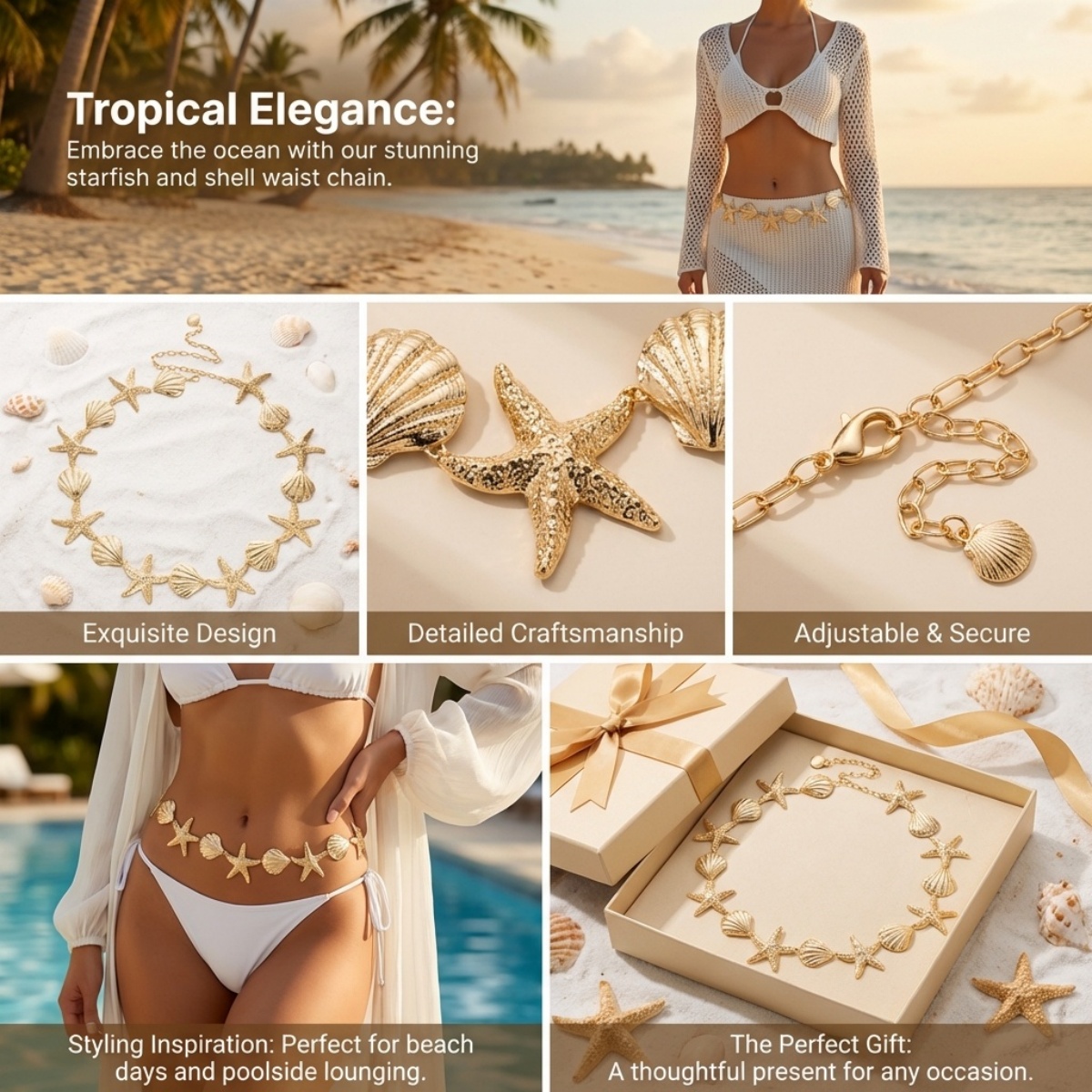 Summer Beach Metal Starfish Sh - Body Jewelry For Men reseña y precio