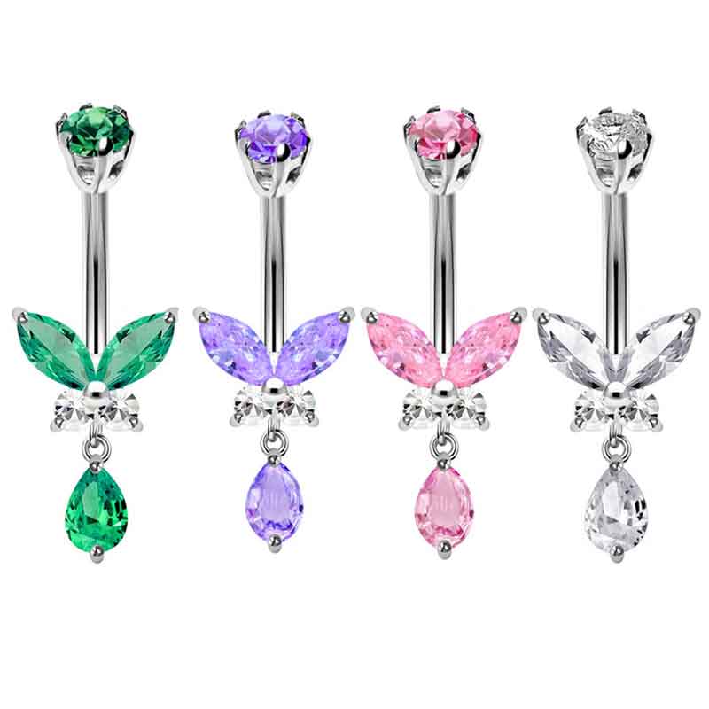 14G Dangle Butterfly Belly Rin - Body Jewelry Co reseña y precio
