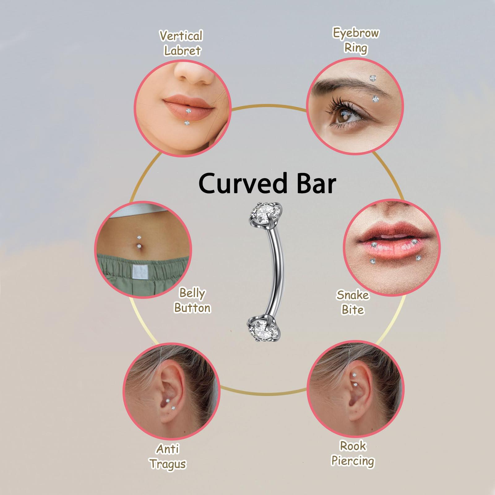 16G 6-10MM Titanium CZ Interna - Body Jewelry Vertical Labret reseña y precio