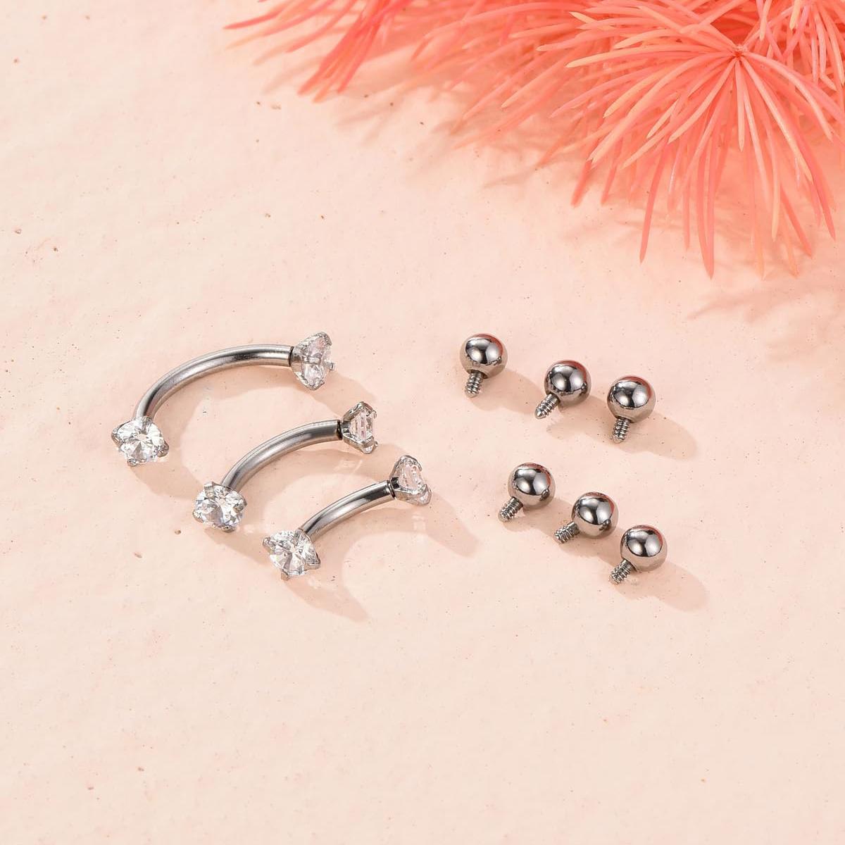 16G 6-10MM Titanium CZ Interna - Body Jewelry Vertical Labret reseña y precio