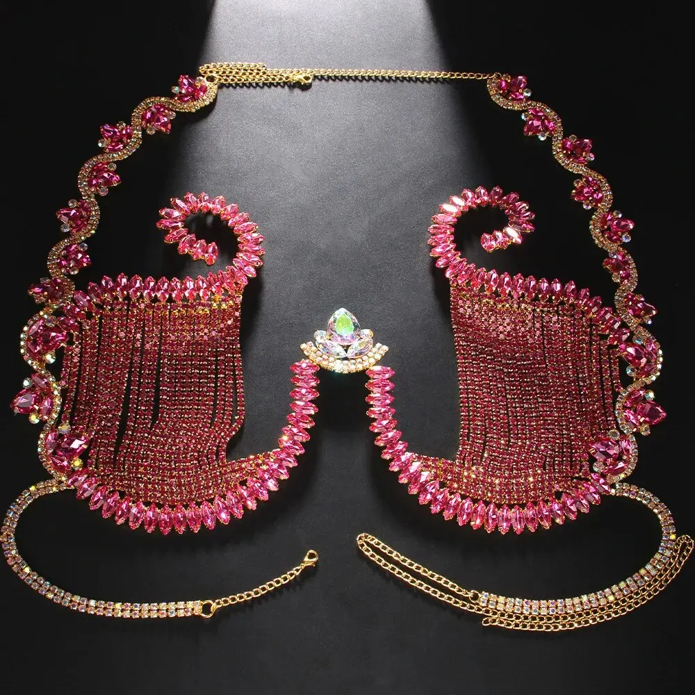 Rave Pink Crystal Chest Bracke - Body Jewelry Dress reseña y precio