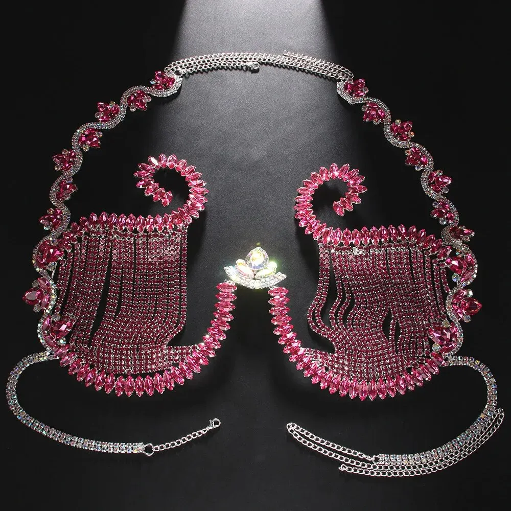 Rave Pink Crystal Chest Bracke - Body Jewelry Dress reseña y precio
