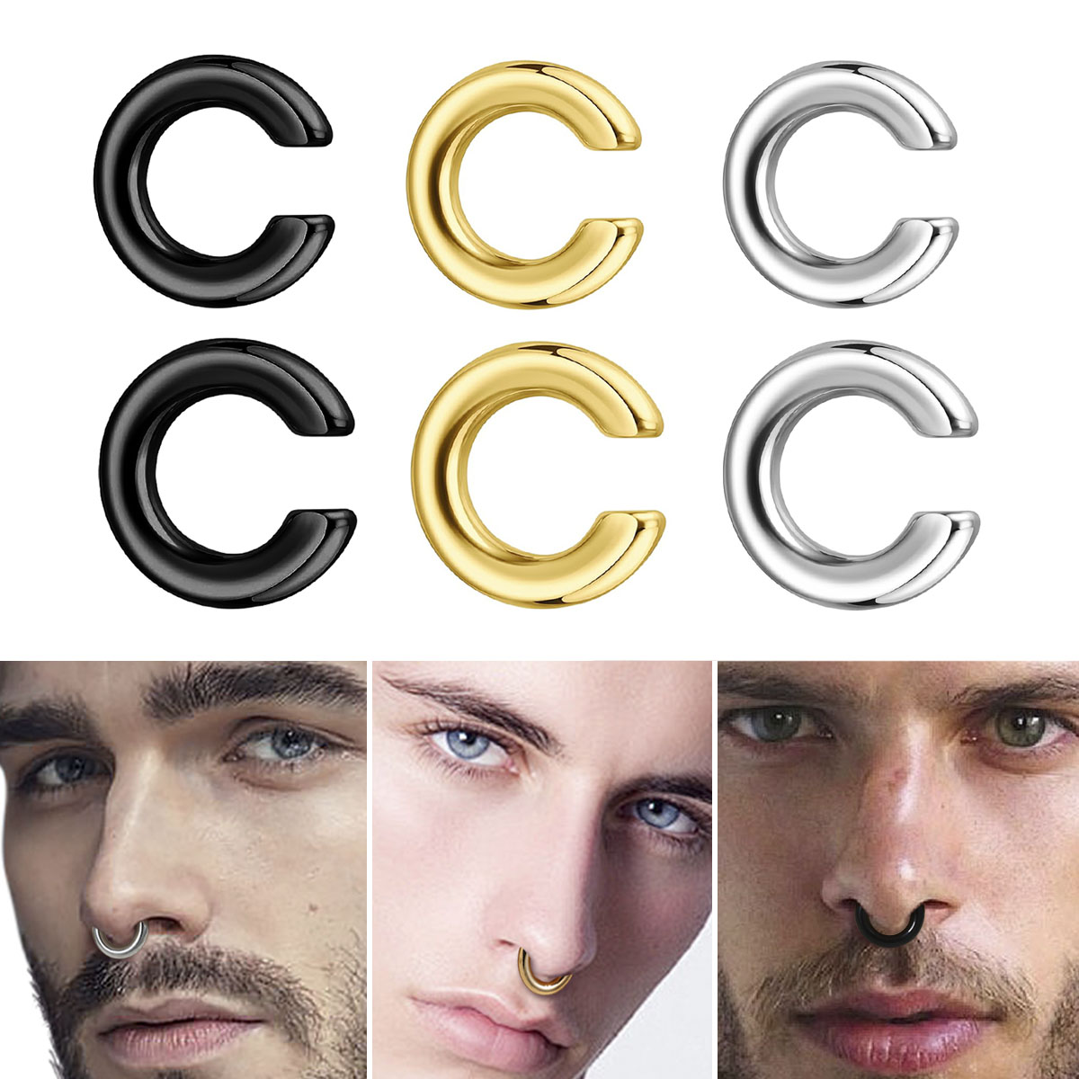 1pc Exaggerated c-Shaped Non-P - Body Jewelry Earrings reseña y precio