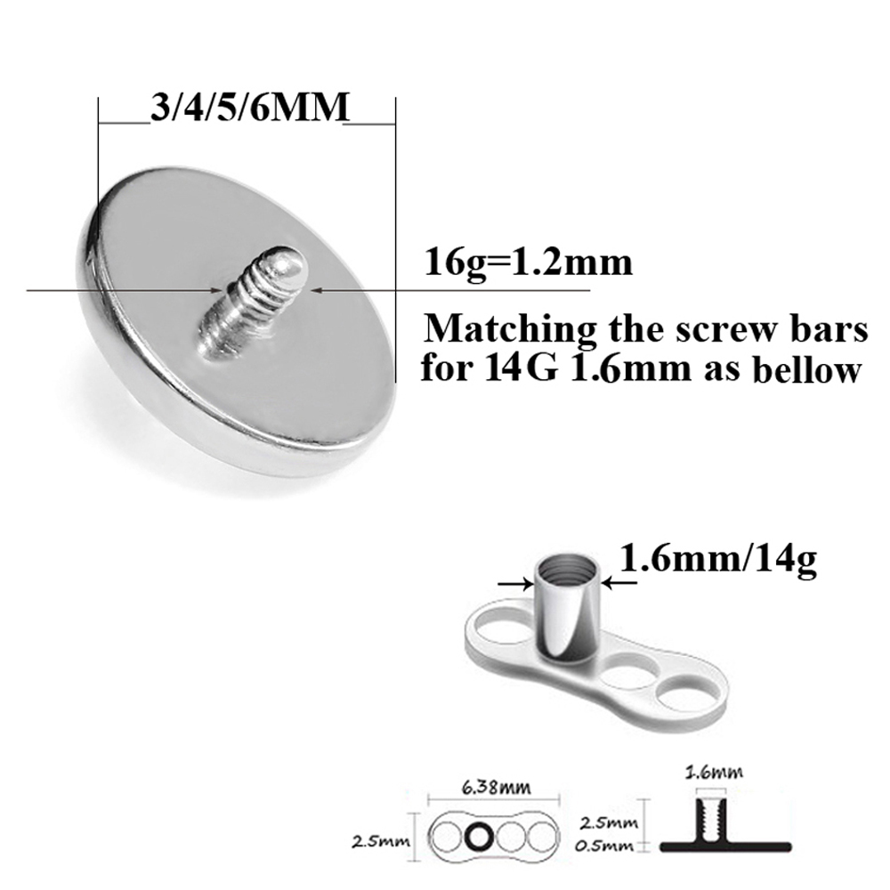 1 PC Surgical Steel Prong zirc - Dermal Anchor Top reseña y precio
