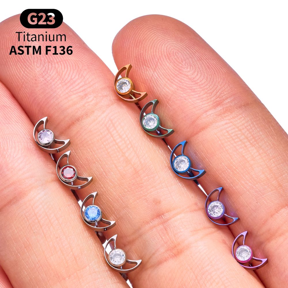 G23 Titanium Star Moon Labret  - Body Jewelry Vertical Labret reseña y precio