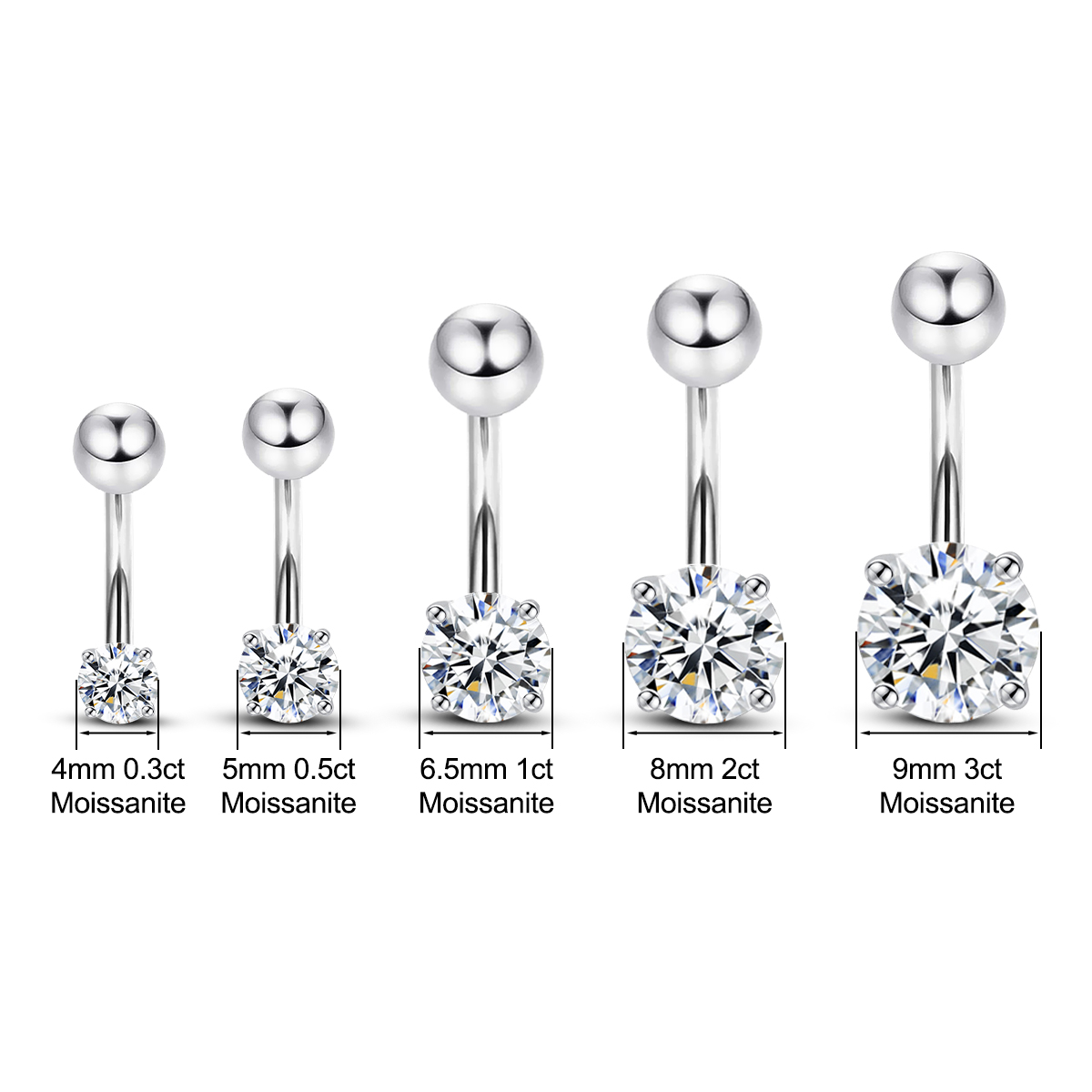 Szjinao 0.3ct To 3ct Moissanit - Body Jewelry On Sale reseña y precio