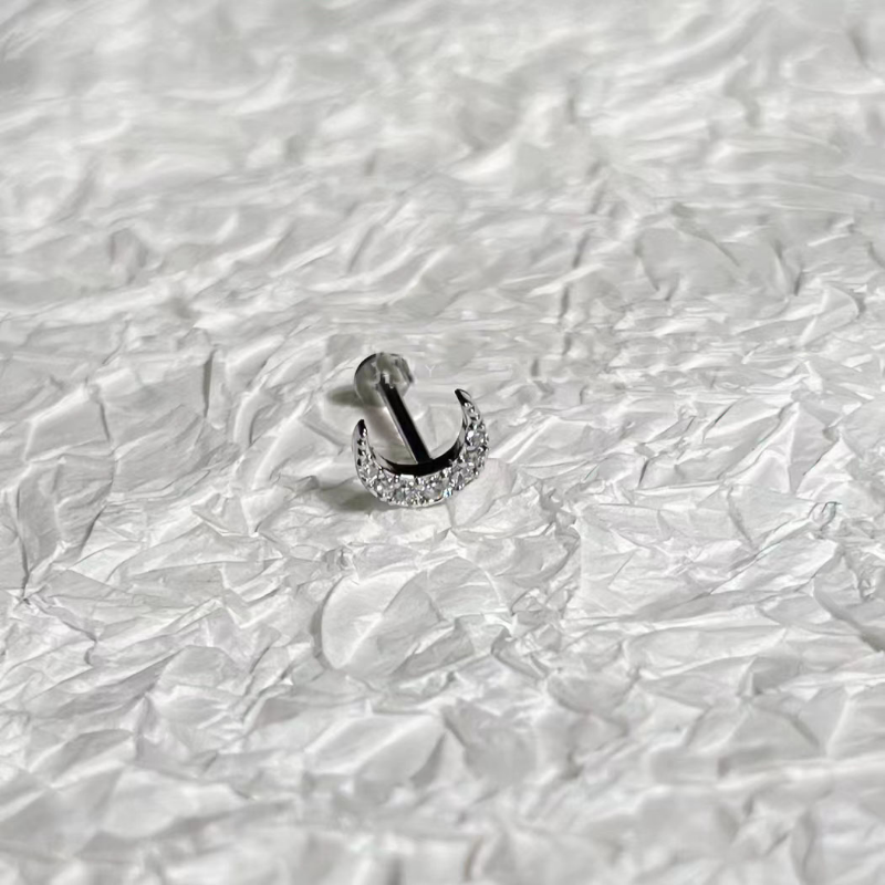 1PC CZ Zirconia Moon Labret Pi - Body Jewelry Vertical Labret reseña y precio