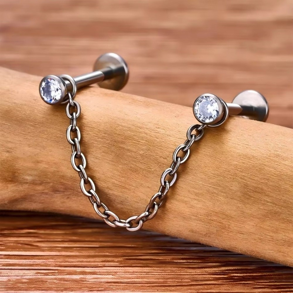 Titanium Nose Chain Three Laye - Body Jewelry Earrings reseña y precio