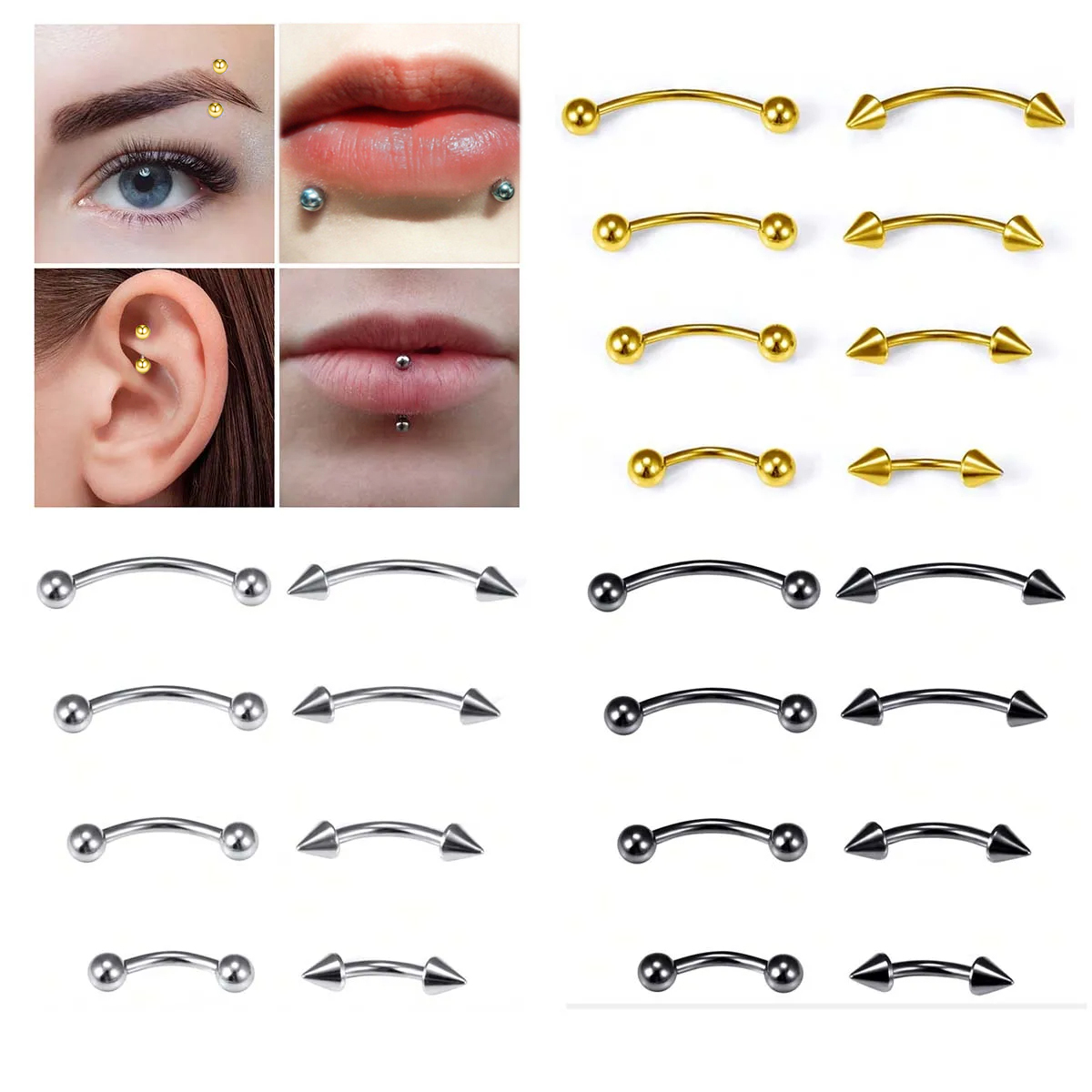 8Pcs/Set 16G Small Eyebrow Pie - Body Jewelry Vertical Labret reseña y precio